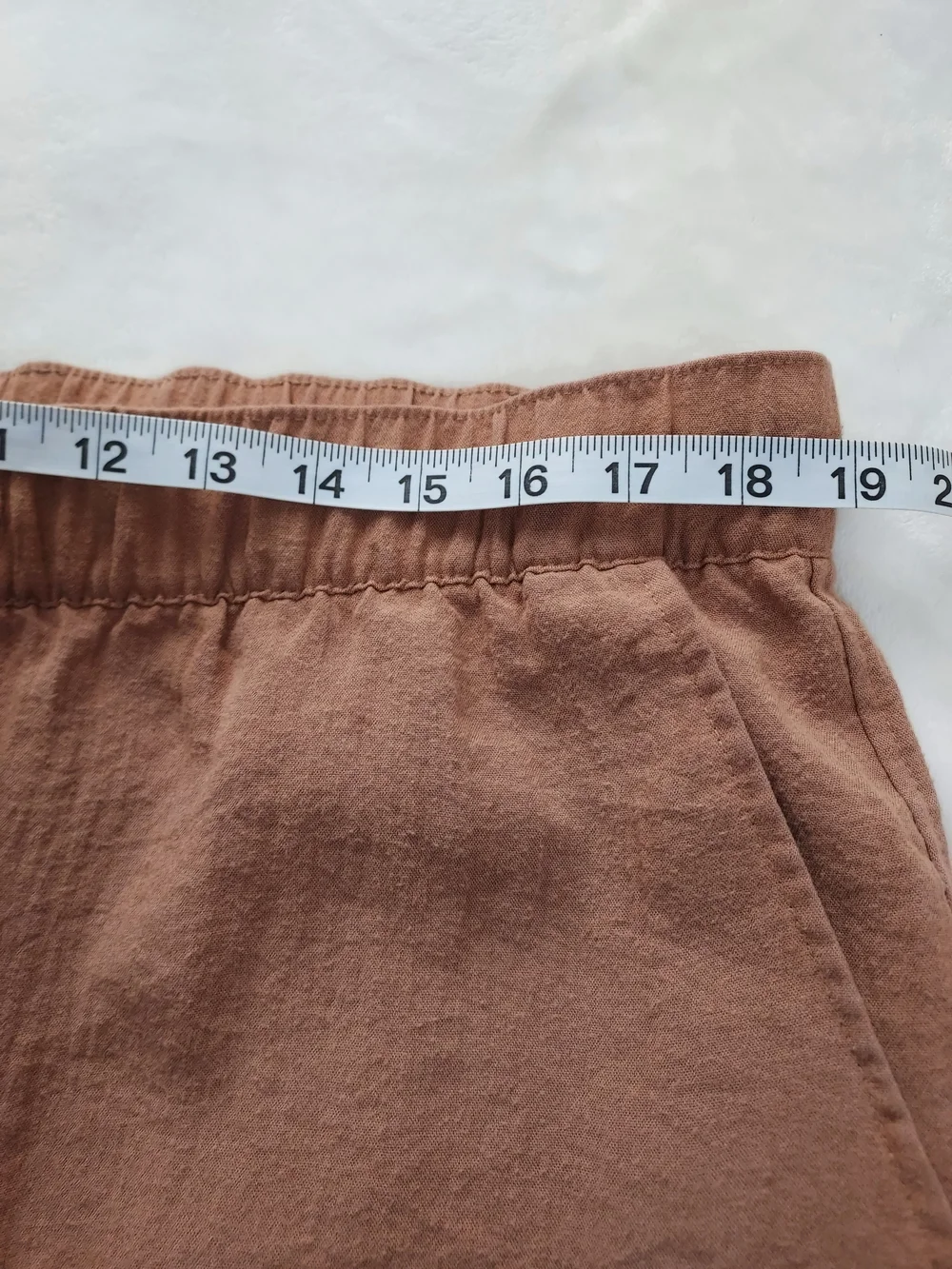 H&M Linen Blend Pull On Pants Dark Beige Travel Resort Comfort Vacation Beachy